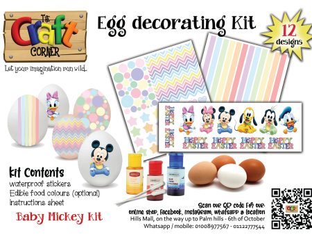 Egg colouring kit 6 (Baby mickey & pastel decorations) For Sale