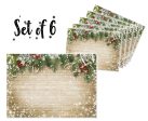 Canvas Printed tablemats (Set of 6).. Beige Xmas design For Cheap