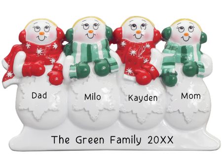 Snowman Table Top Family of 4 Personalized Ornament Cheap