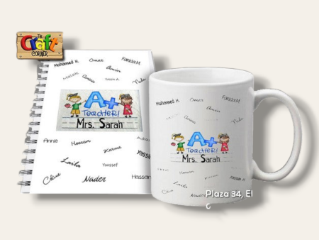 Teacher mug and notebook set (A+ teacher) For Sale