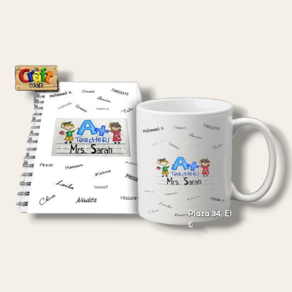 Teacher mug and notebook set (A+ teacher) For Sale