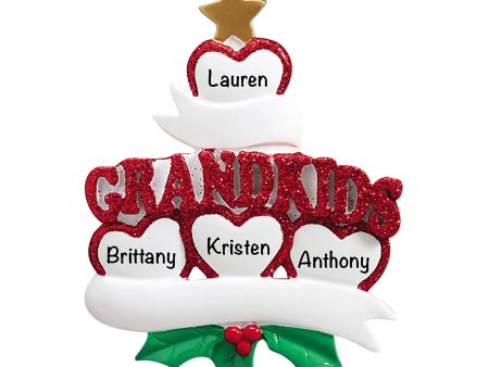 Grandkids Hearts Family of 4 Christmas Ornament Fashion