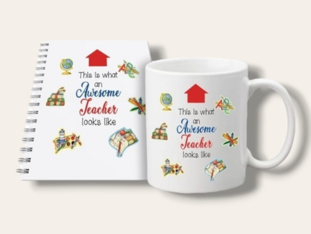 Teacher mug and notebook set (Awesome teacher) Fashion