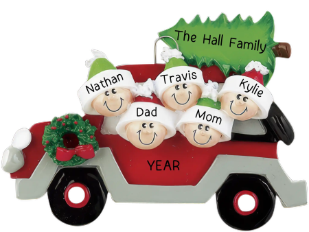 Christmas Tree Car Family of 5 Ornament For Sale