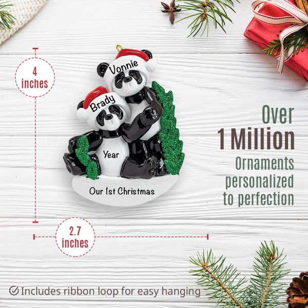 Panda Family of 2 Christmas Ornament Fashion