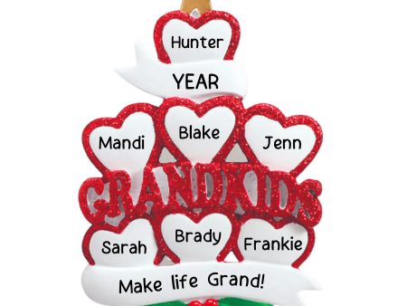 Grandkids Hearts Family of 7 Christmas Ornament Sale