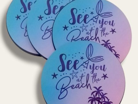 Beach wooden printed coasters 4 (set of 4) Online Hot Sale