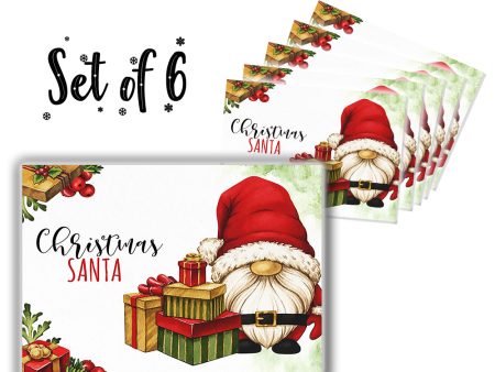 Canvas Printed tablemats (Set of 6).. Christmas Santa design on Sale