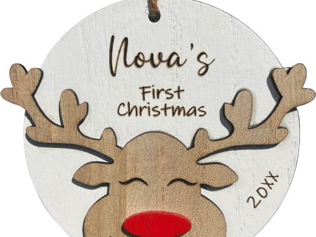 Rudolph Red Rose Reindeer Personalized Rustic Ornament Sale