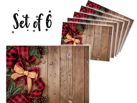 Canvas Printed tablemats (Set of 6).. Wooden Christmas design Online now