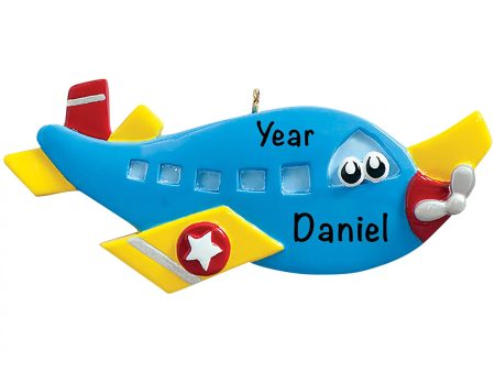 Blue Airplane Christmas Ornament Discount