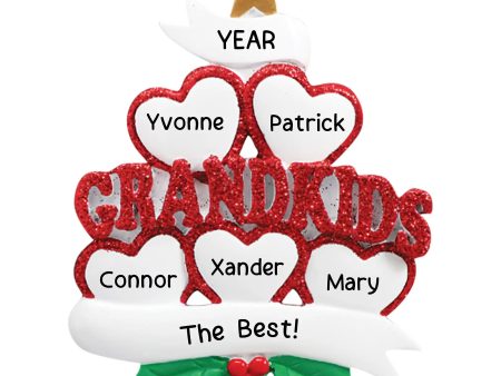 Grandkids Hearts Family of 5 Christmas Ornament Online Hot Sale