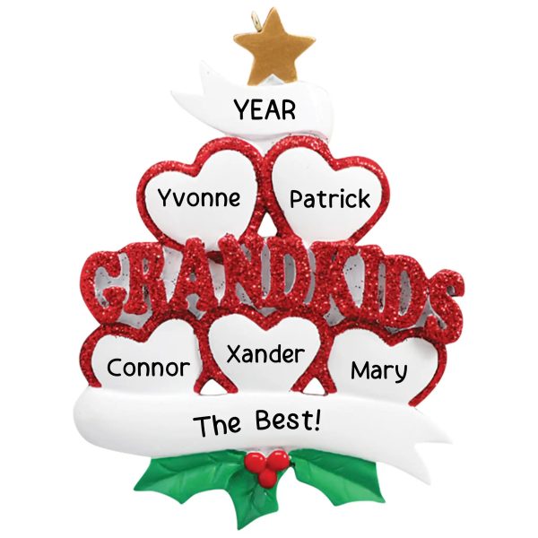 Grandkids Hearts Family of 5 Christmas Ornament Online Hot Sale