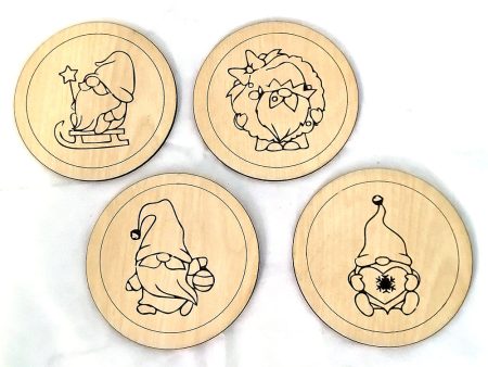 Wooden gnome engraved coasters (set of 4) For Discount