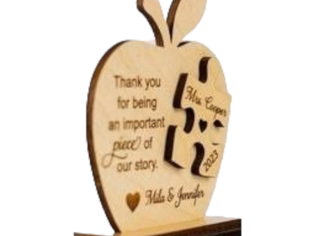 Wooden apple with puzzle piece Teacher stand Hot on Sale