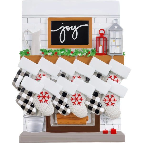 Fireplace Mantle Stocking Family of 12 Table Top For Discount