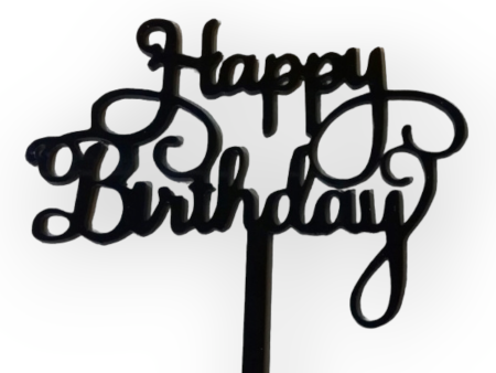 Acrylic topper (Black)   Happy birthday  For Cheap