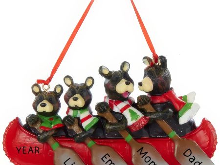 Bear Canoe Family of 4 Christmas Ornament Hot on Sale