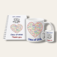 Teacher mug and notebook set (Students  names in heart) Discount