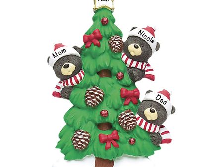 Black Bear Tree Family of 3 Christmas Ornament Fashion