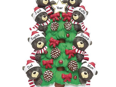 Black Bear Tree Family of 8 Christmas Ornament Online now