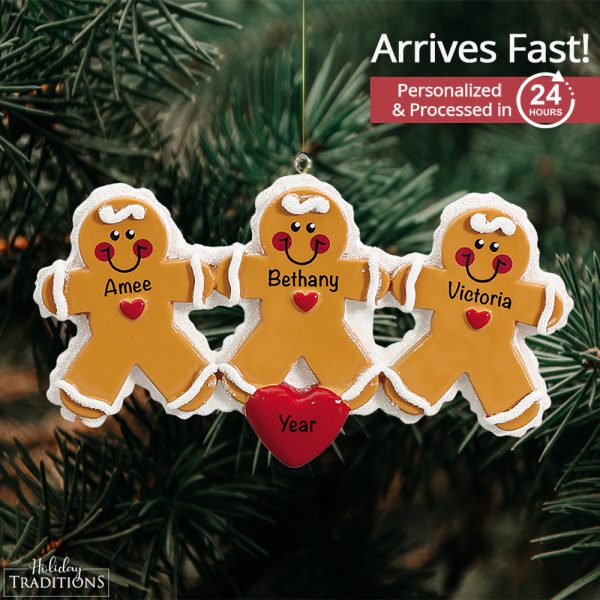 Gingerbread Family of 3 Christmas Ornament For Discount