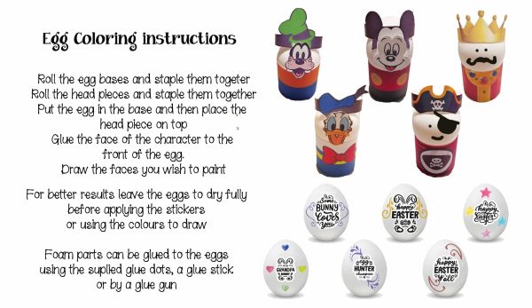 Egg colouring kit 10 (3D boys characters kit) Supply