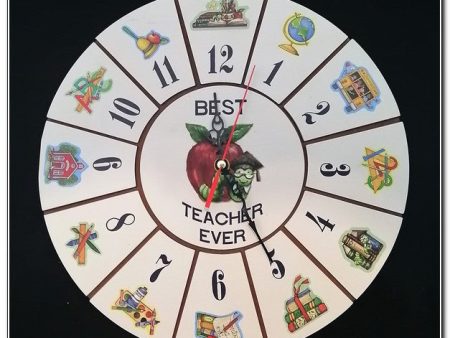 Wooden printed teacher clock Discount