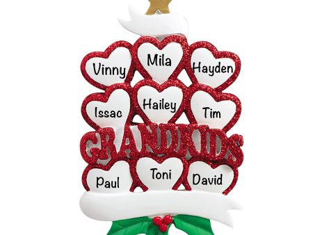 Grandkids Hearts Family of 9 Christmas Ornament For Sale