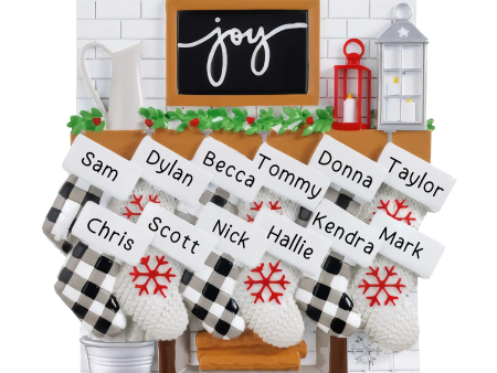 Fireplace Mantle Stocking Family of 12 Table Top For Discount