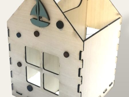 Wooden house pencil holder For Cheap