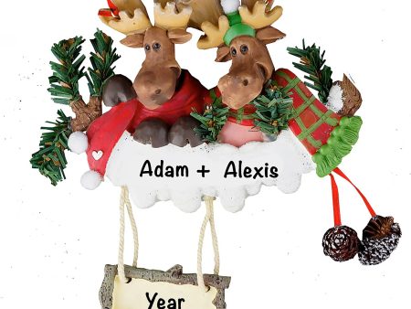 Moose Family of 2 Christmas Ornament Online now