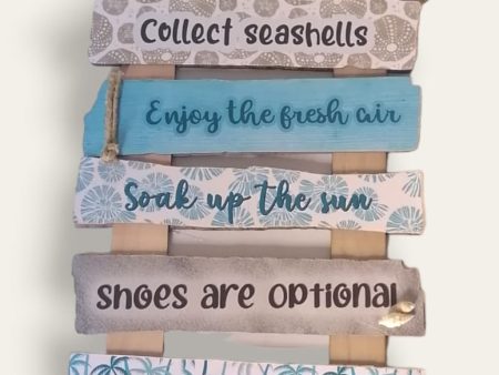 Beach rules printed wooden wall art Online