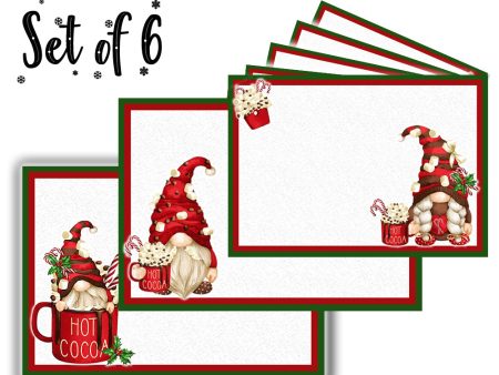 Canvas Printed tablemats (Set of 6).. Hot chocolate gnomes design For Sale