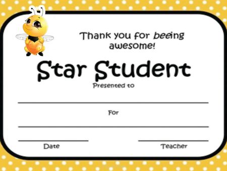 Bee theme star student For Discount