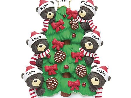 Black Bear Tree Family of 6 Christmas Ornament Supply