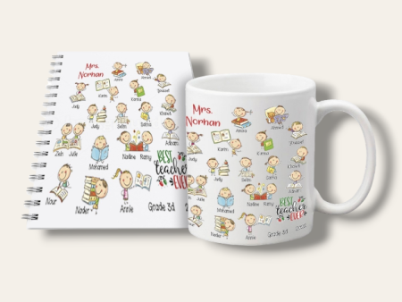 Teacher Mug & notebook set (Cartoon Class) Sale