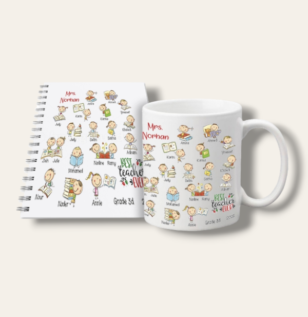 Teacher Mug & notebook set (Cartoon Class) Sale