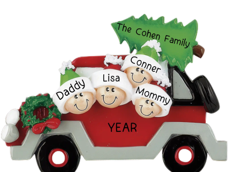 Christmas Tree Car Family of 4 Ornament Sale