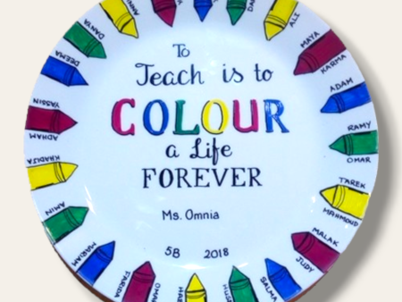 Hand painted Crayons plate for Teacher from Class For Discount