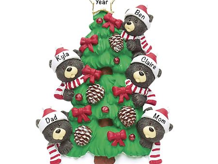 Black Bear Tree Family of 5 Christmas Ornament Hot on Sale