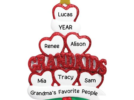 Grandkids Hearts Family of 6 Christmas Ornament For Sale