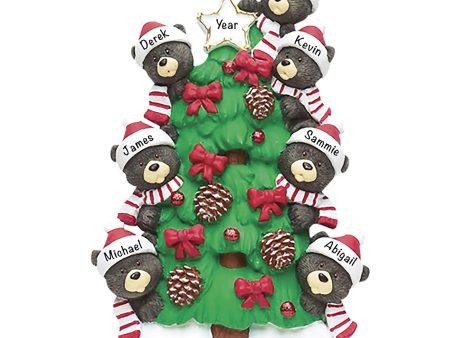 Black Bear Tree Family of 7 Christmas Ornament Online now