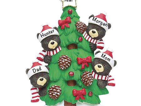 Black Bear Tree Family of 4 Christmas Ornament Online Sale