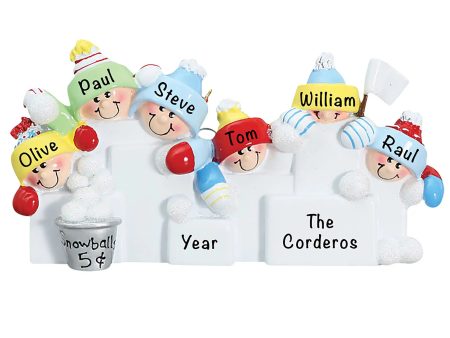 Snowball Fight Family of 6 Christmas Ornament Sale