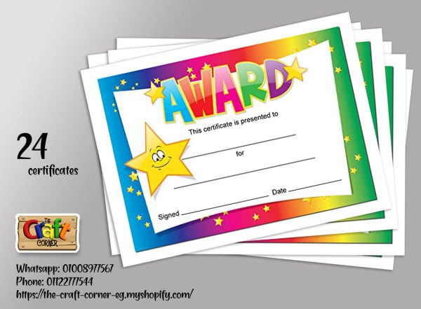 Award certificate on Sale