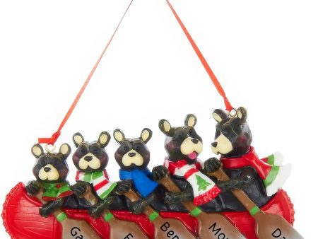 Bear Canoe Family of 5 Christmas Ornament on Sale