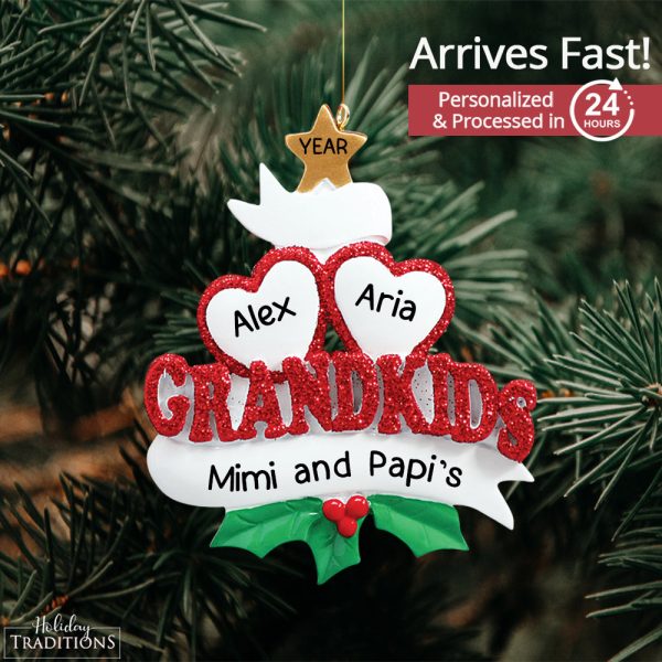 Grandkids Hearts Family of 2 Christmas Ornament Online Hot Sale