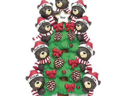 Black Bear Tree Family of 9 Christmas Ornament For Cheap