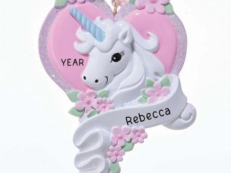 Unicorn With Pink Heart Christmas Ornament Sale